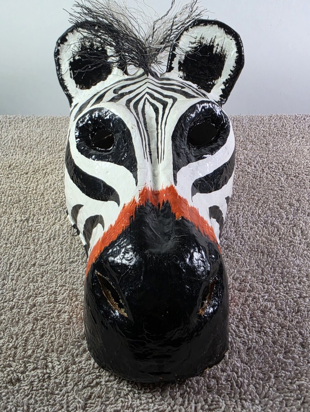 Hand-Painted Paper-mache Zebra Mask - Picture 4 of 9